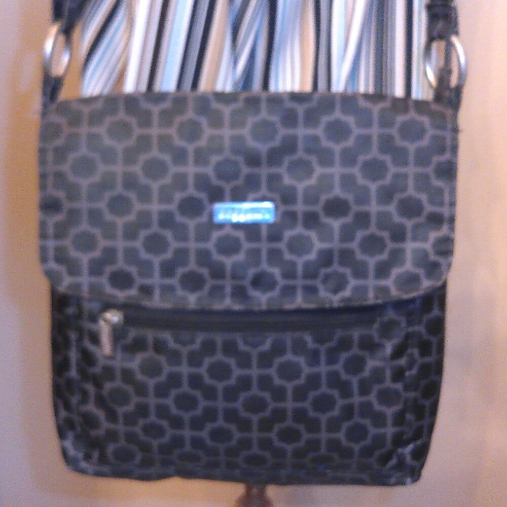 Baggallini Black and Gray Nylon Crossbody Bag